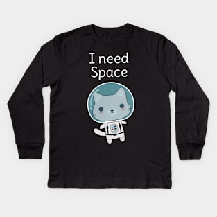 Cute Space Cat Kids Long Sleeve T-Shirt